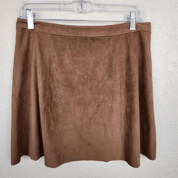 1.State Caramel Brown Mini Skirt With Zipper Detail Size 8 (3049) - Picture 2 of 6